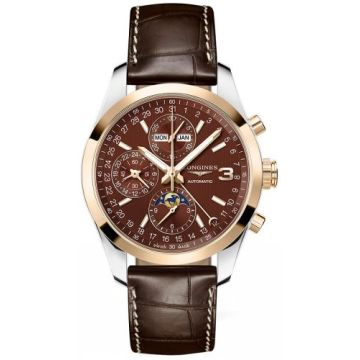Longines Conquest Classic Moonphase Stainless Steel - Red Gold / Chocolate / Triple Crown Collection
