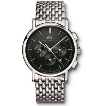 IWC Schaffhausen Portofino Chronograph MecaQuartz Stainless Steel / Black / Bracelet
