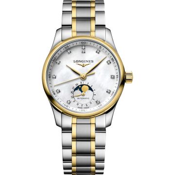 Longines Master Collection 34 Moonphase Stainless Steel - Yellow Gold / MOP / Bracelet