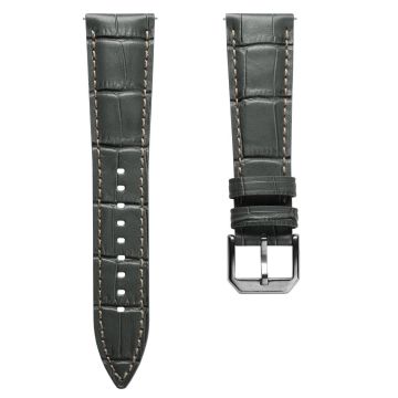 Carolina Gator Print Genuine Leather Watch Strap - Graphite Grey - 22mm