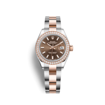 Rolex Lady-Datejust 28 Rolesor Rose Diamond / Oyster / Chocolate