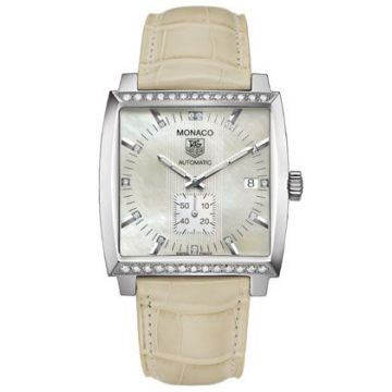 TAG Heuer Monaco Automatic Stainless Steel - Diamond / MOP - Diamond / Alligator