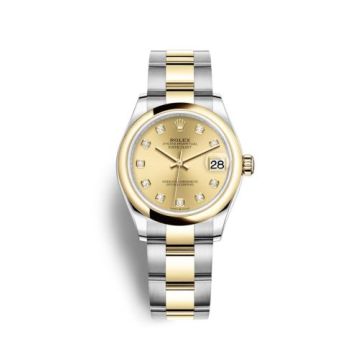 Rolex Datejust 31 Stainless Steel / Yellow Gold / Domed / Champagne - Diamond / Oyster