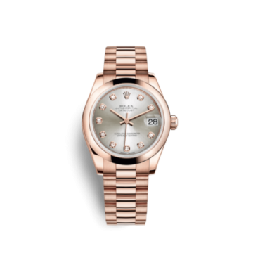 Rolex Datejust 31 Everose Domed / President / Silver Diamond