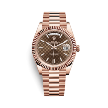 Rolex Day-Date 40 Everose / Chocolate Diagonal Motif
