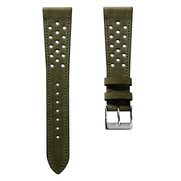 Missouri Perforated Leather Watch Strap - Green - 19mm