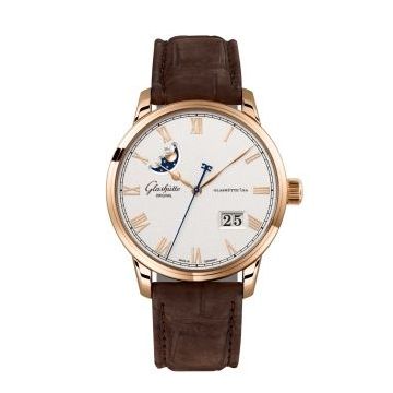 Glashütte Original Senator Excellence Panorama Date Moonphase Red Gold / Silver / Nubuck - Pin