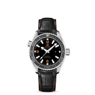 Omega Seamaster Planet Ocean 600M Co-Axial 37.5 Stainless Steel / Orange Numerals / Alligator