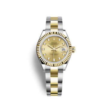 Rolex Lady-Datejust 28 Rolesor Yellow Fluted / Oyster / Champagne Diamond