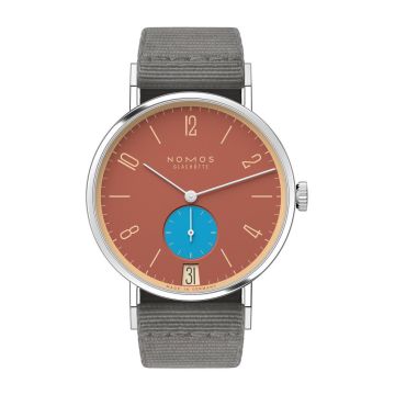 Nomos Glashütte Tangente 38 Datum Ziegelblau