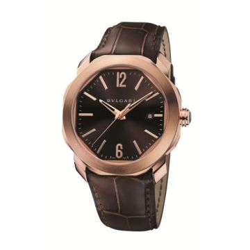 Bulgari Octo Roma 41 Pink Gold / Brown