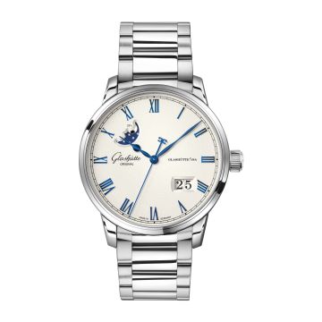 Glashütte Original Senator Excellence Panorama Date Moonphase Stainless Steel / Frosted Silver / Bracelet