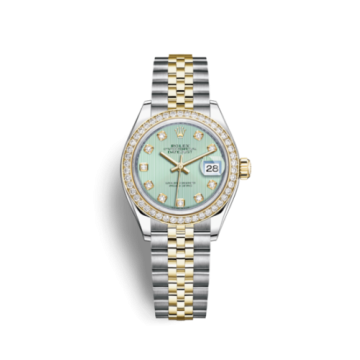 Rolex Lady-Datejust 28 Rolesor Yellow Diamond / Jubilee / Mint Green Diamond