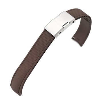 FKM41 Brown Quick Release Titanium Slinea Clasp FKM Rubber Watch Band, 20mm - 20mm