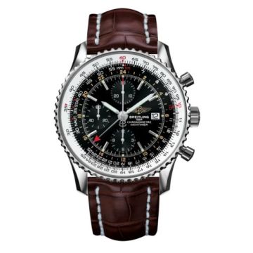 Breitling Navitimer World  Stainless Steel / Black / Croco / Pin