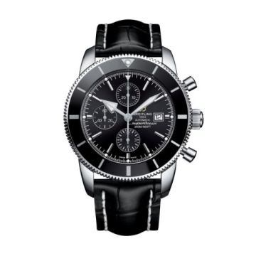Breitling Superocean Heritage II 46 Chronograph Stainless Steel / Black / Black /  Croco / Pin