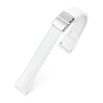 or 22mm FKM34 Off White Rubber Quick Release Watch Band, Deployment Clasp - 22mm