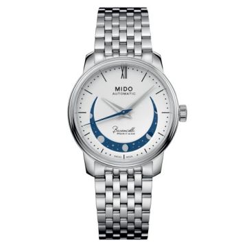 Mido Baroncelli Heritage Smiling Moon 33 Stainless Steel / White