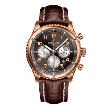Breitling Aviator 8 B01 Chronograph 43 Red Gold / Bronze / Alligator / Folding
