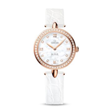 Omega De Ville Prestige Dewdrop Quartz 27.4 Red Gold / Diamond