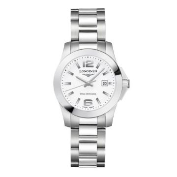 Longines Conquest Quartz 29.5 Stainless Steel / White
