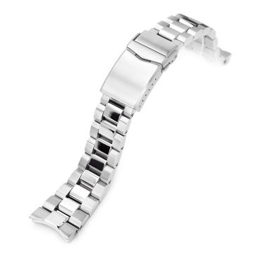 Hexad Watch Band for Seiko Samurai SRPB51 SRPB09 SRPC93, Stainless Steel - Brushed, Polished Center Links, V Diver Clasp - 22mm