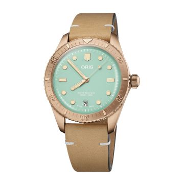 Oris Divers Sixty-Five 38 Cotton Candy Wild Green / Calf