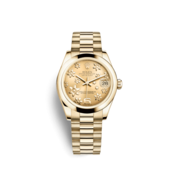 Rolex Datejust 31 Yellow Gold Domed / President / Champagne Floral