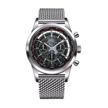Breitling Transocean Chronograph Unitime Stainless Steel / Black / Milanese