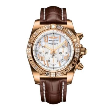 Breitling Chronomat 44 Rose Gold / Diamond / Pearl Roman / Croco