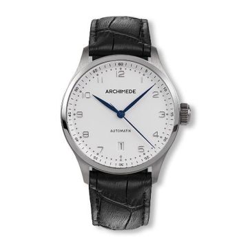 Archimede Klassik 39 Stainless Steel / Silver / Black Leather