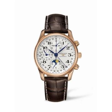 Longines Master Collection 40 Chronograph Calendar Pink Gold / Silver / Strap