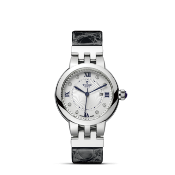 Tudor Clair de Rose 30 Stainless Steel / Silver-Diamond / Alligator
