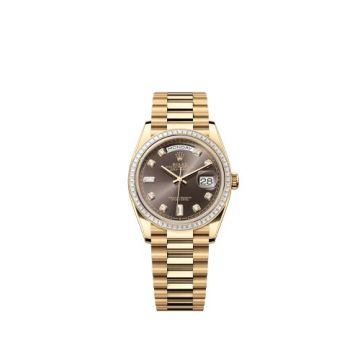 Rolex Day-Date 36 Yellow Gold - Baguette / Dark Grey - Diamond / President