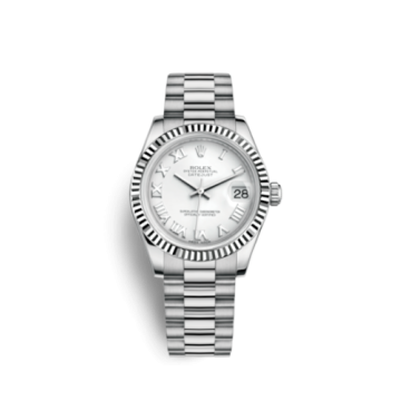 Rolex Datejust 31 White Gold Fluted / President / White Roman