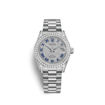 Rolex Datejust 31 White Gold Diamond / President / Paved Roman
