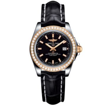 Breitling Galactic 32 Sleek Edition Stainless Steel / Rose Gold / Diamond / Trophy Black / Croco