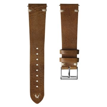 Classic Simple Handmade Italian Leather Watch Strap - Light Brown - 22mm