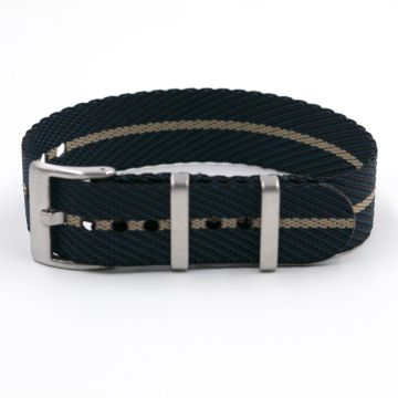 Twill Midnight Blue Watch Strap / Beige Divider - 18mm