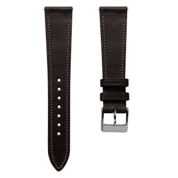 Hatherley Badalassi Carlo Wax Leather Watch Strap - Saddle Brown with Beige Stitching - 19mm