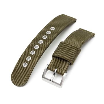 22mm Military Green Premium Nylon Weaved Quick Release Watch Band with Eyelet - 30mm