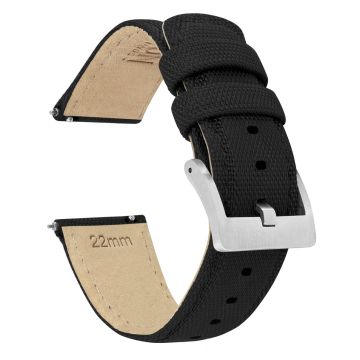 Black Sailcloth Quick Release Watch Band - 22mm