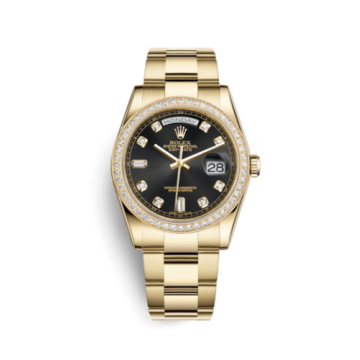 Rolex Day-Date 36 Yellow Gold Diamonds / Oyster / Black Diamonds