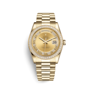 Rolex Day-Date 36 Yellow Gold Diamonds / President / Champagne Roman