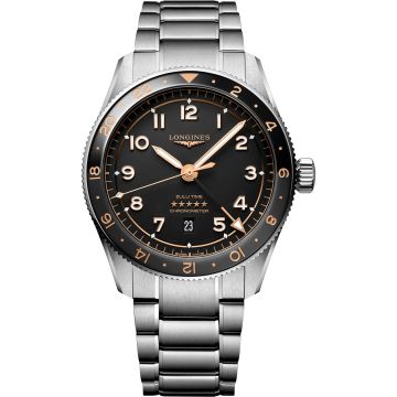Longines Spirit Zulu Time 42 Stainless Steel / Black / Bracelet