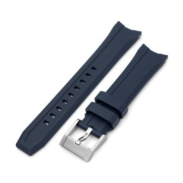 Navy Blue Wheels Curved End FKM Rubber Strap - 20mm