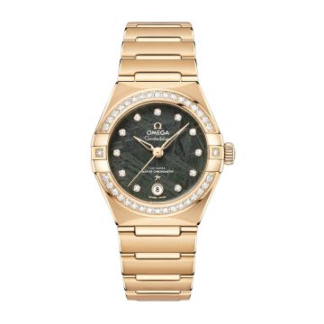 Omega Constellation Manhattan 29 Co-Axial Master Chronometer Yellow Gold - Diamond / Green Meteorite