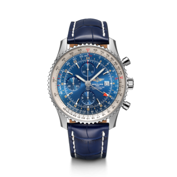 Breitling Navitimer World Stainless Steel / Blue / Croco / Pin