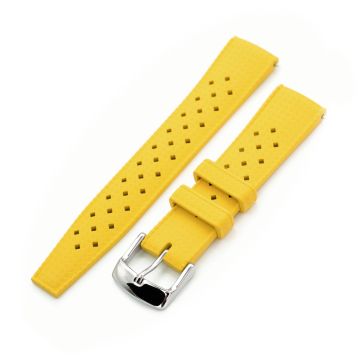 20mm Quick Release Tropical-Style FKM rubber watch strap, Yellow - 10mm