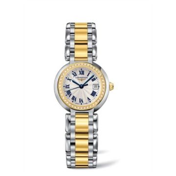Longines PrimaLuna Quartz 26.5 Stainless Steel / Yellow Gold / Diamond / Silver - Roman / Bracelet